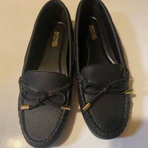 Michael Kors Black Moccasins with Gold Accents